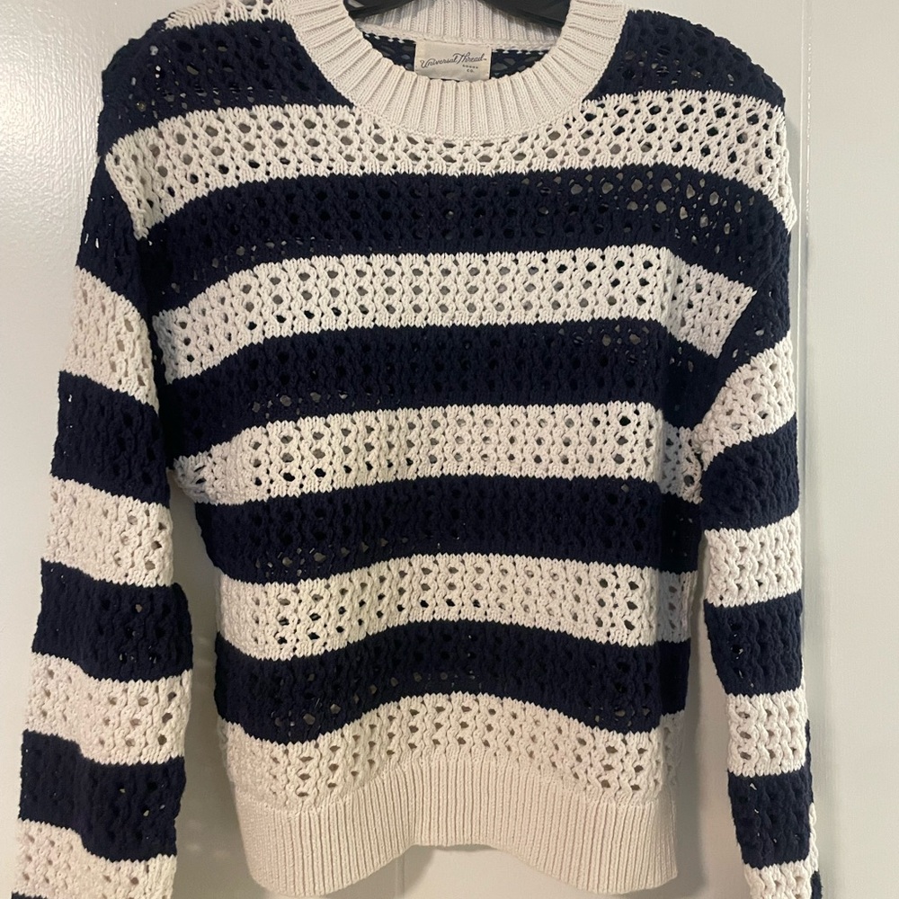 Universal Thread Navy and Cream Striped Sweater